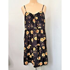 Womens Babydoll Sundress XXL Mini Dark Floral Tiered Cottagecore Garden Party